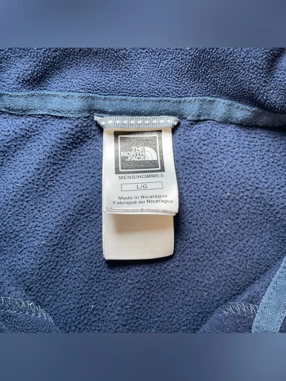 The North Face TKA 100 Fleece 1/4 Zip Pullover Navy Mens Sz L Outdoor Gorp Hike